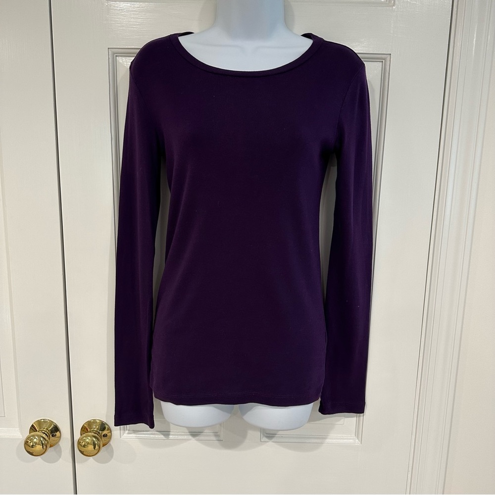 J. Crew women’s 100% cotton purple long sleeve crew neck t-shirt size small
